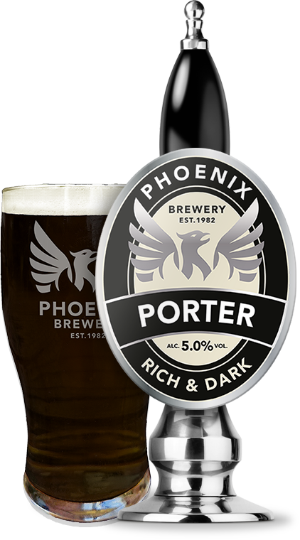 Phoenix Brewery Porter Pump Next To Pint