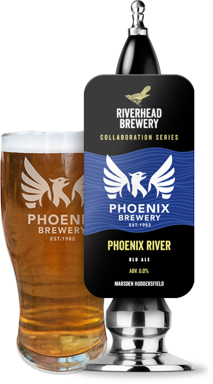 Phoenix Brewery Phoenix River collaboration series ale with Riverhead Brewery pump clip on beer pump